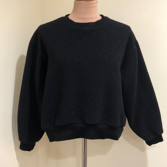 Quince Fleece Sweatshirt Size Small Black Recycled Polyester - Picture 2 of 10